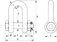 G-4153 Green Pin Dee Shackles Technical Drawing